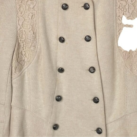 Free People We The Free Womens Military Jacket Lace Cropped Cream Lace Button 6 - Picture 5 of 16